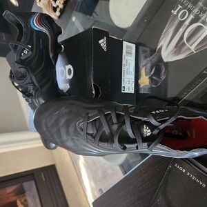 Adidas Black Soccer Cleats with Colorful Stripes